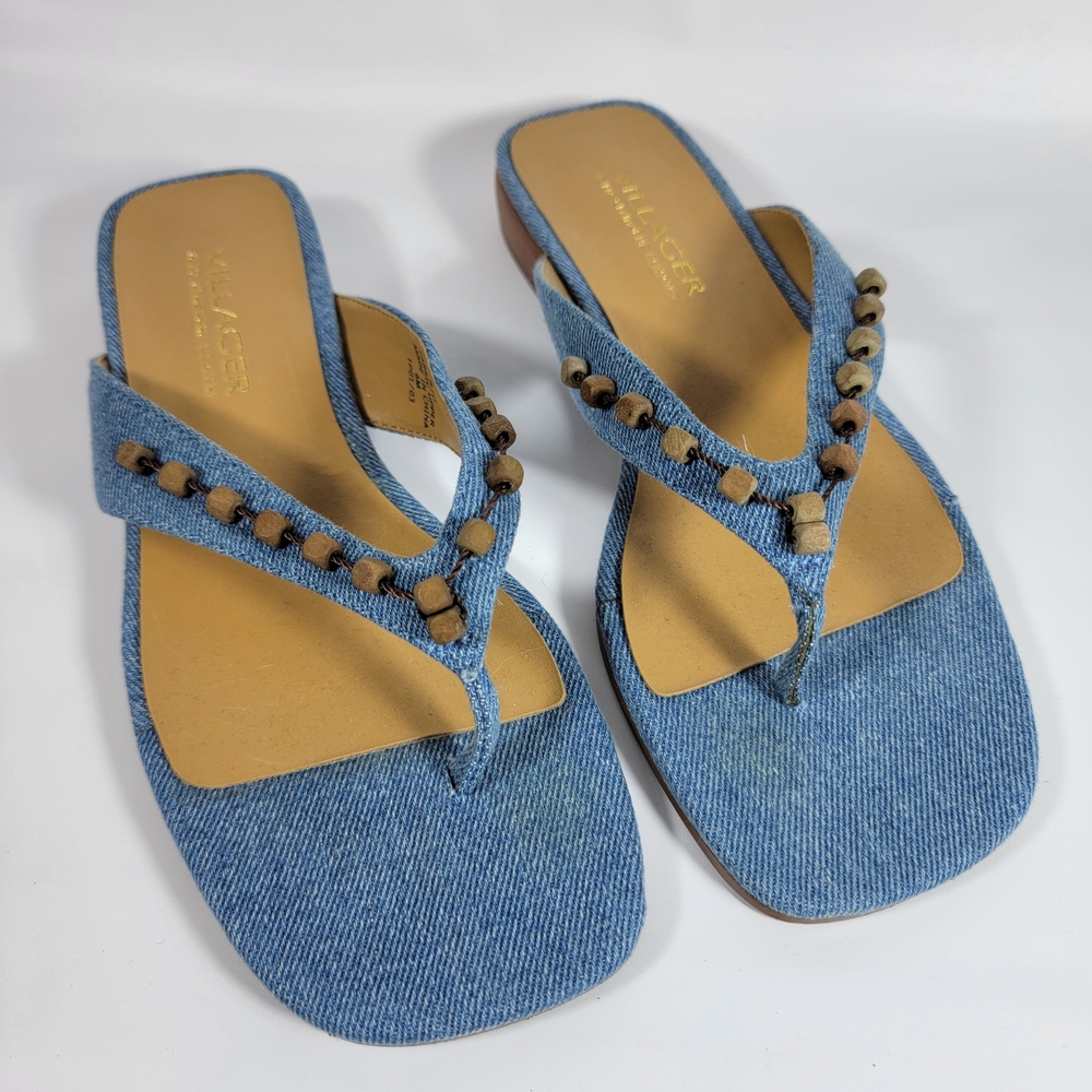 Villager Denim Sandals with Bead Detail